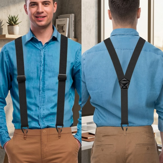 Hosenträger Herren mit Hakenclips – X-Back und Y-Form verstellbar -    Zorenza