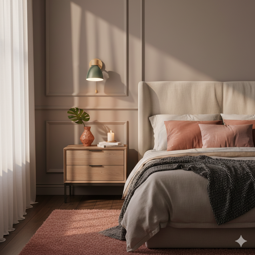 Wandlamp met Kantelbare Arm en Conische Kap - Hout en IJzer