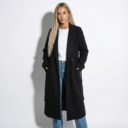 Dames Lange Winterjas met Lange Revers