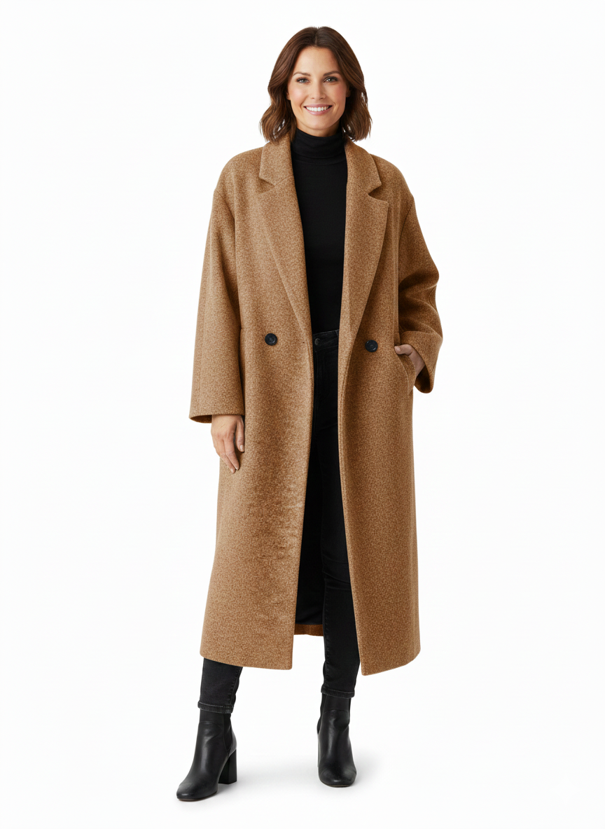 Dames Oversized Wintermantel – Lange Blazerlook, Ideaal voor Herfst en Winter