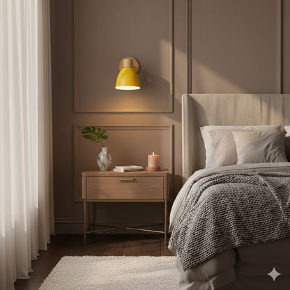 Wandlamp met Kantelbare Arm en Conische Kap - Hout en IJzer