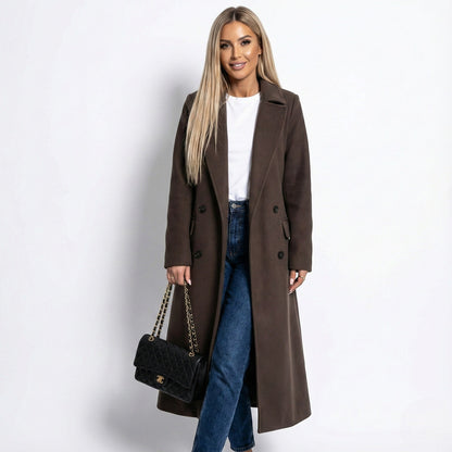Dames Lange Winterjas met Lange Revers