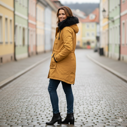 Dames Lange Winterparka met Capuchon – Waterdicht, Ideaal voor Koude Dagen