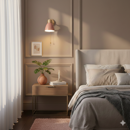 Wandlamp met Kantelbare Arm en Conische Kap - Hout en IJzer