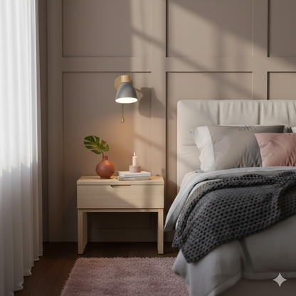 Wandlamp met Kantelbare Arm en Conische Kap - Hout en IJzer