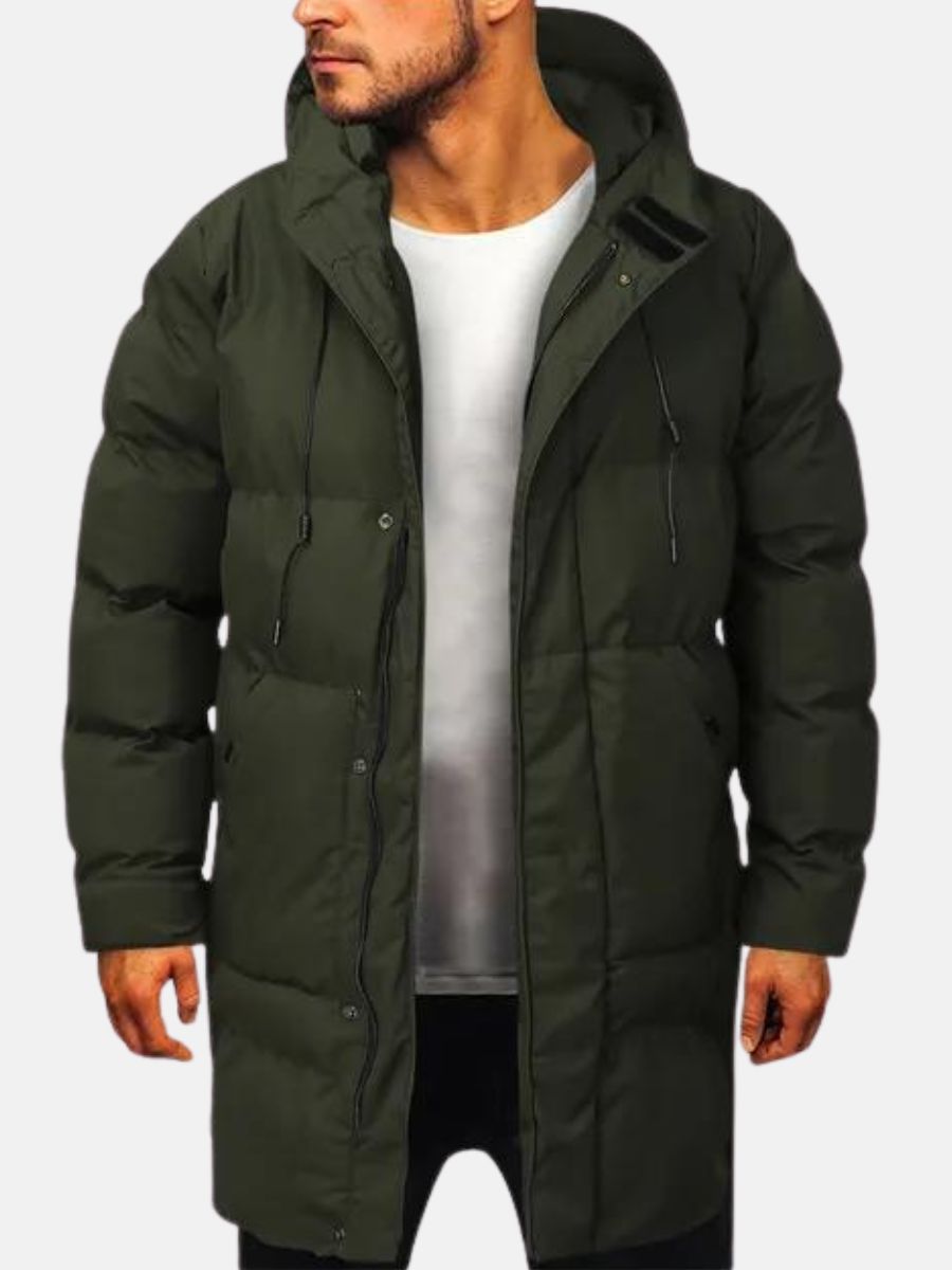 Heren Winterjas Lang met Capuchon en Rits