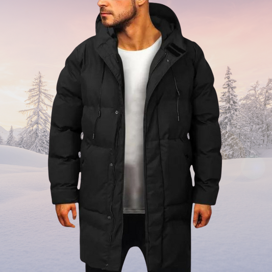 Heren Winterjas Lang met Capuchon en Rits