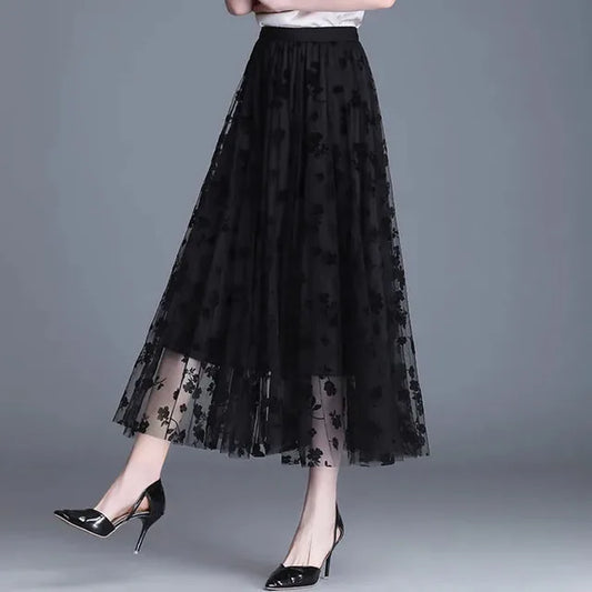 Eloise - Stijlvolle Mesh Midi-rok