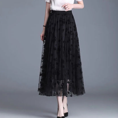 Eloise - Stijlvolle Mesh Midi-rok