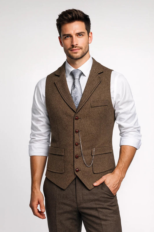 Heren Slim Fit Gilet – Met Revers, Geschikt voor Casual en Werkgebruik