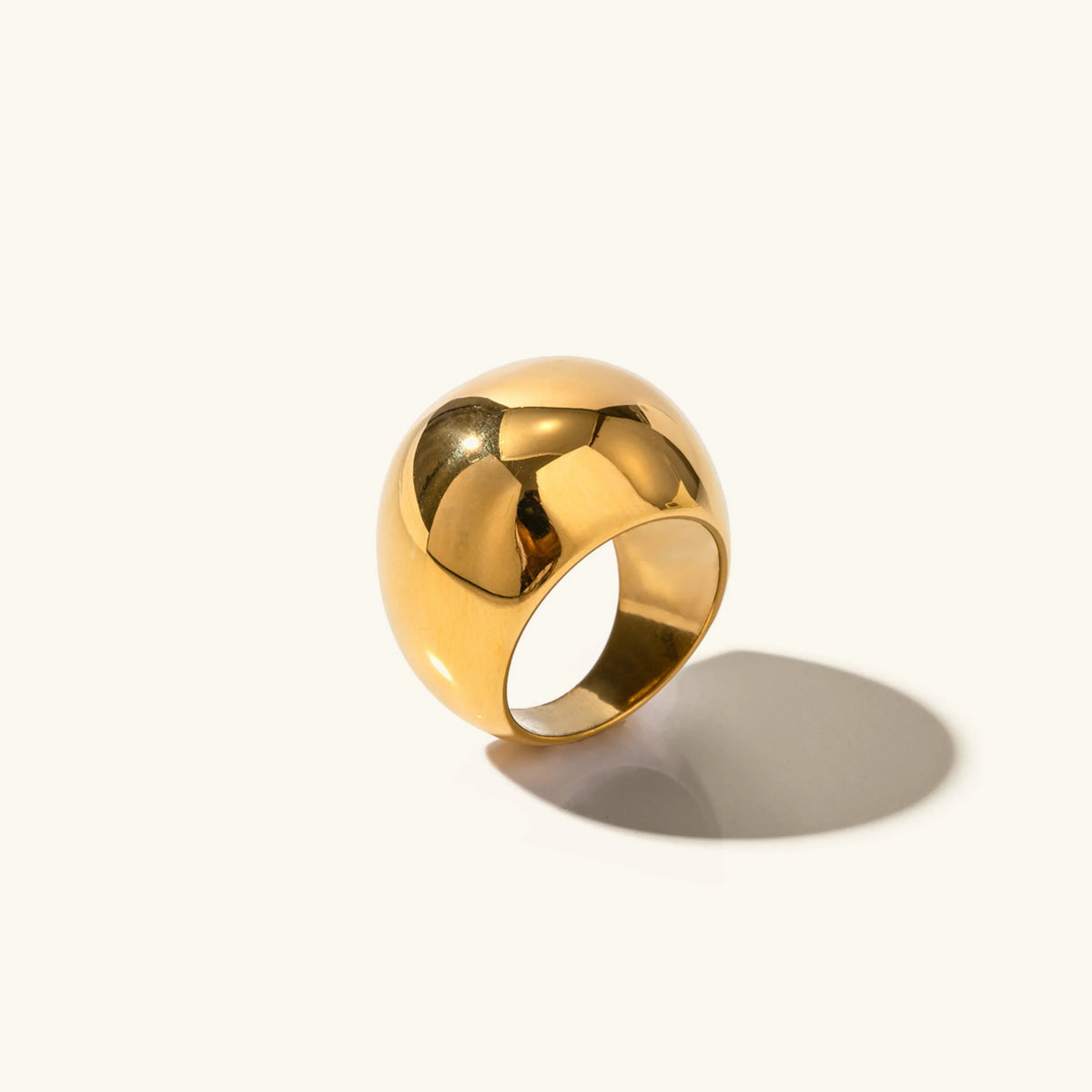 Dames Statement Ring Dome Vergulde Band