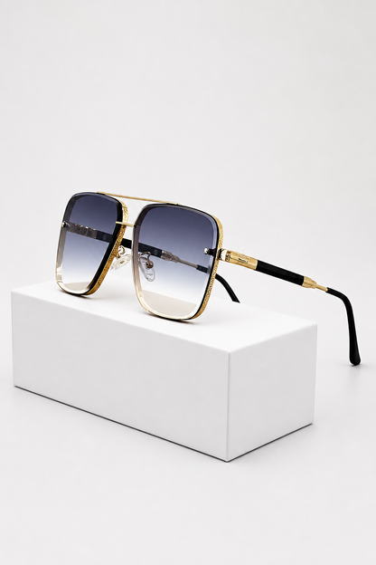Dames Retro Aviator Zonnebril met Goudkleurig Montuur en UV400 Gradiëntglas