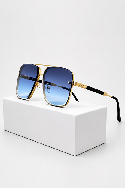 Dames Retro Aviator Zonnebril met Goudkleurig Montuur en UV400 Gradiëntglas