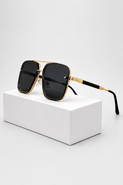 Dames Retro Aviator Zonnebril met Goudkleurig Montuur en UV400 Gradiëntglas