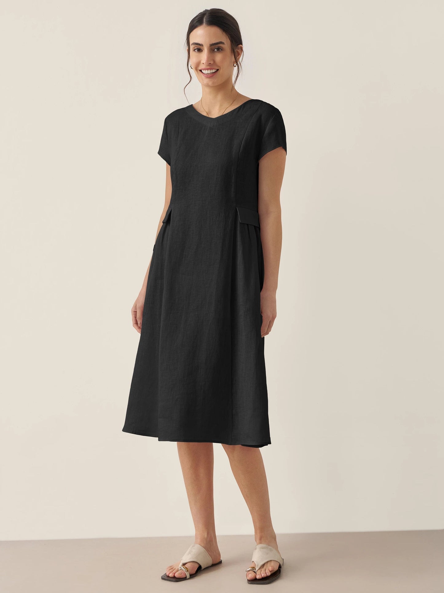 Mila - Stijlvolle V-Hals Midi Zomerjurk