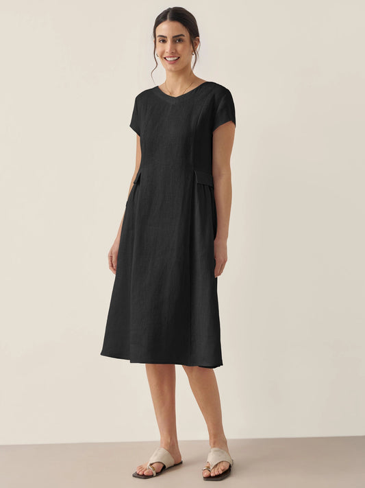 Mila - Stijlvolle V-Hals Midi Zomerjurk