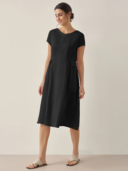 Mila - Stijlvolle V-Hals Midi Zomerjurk