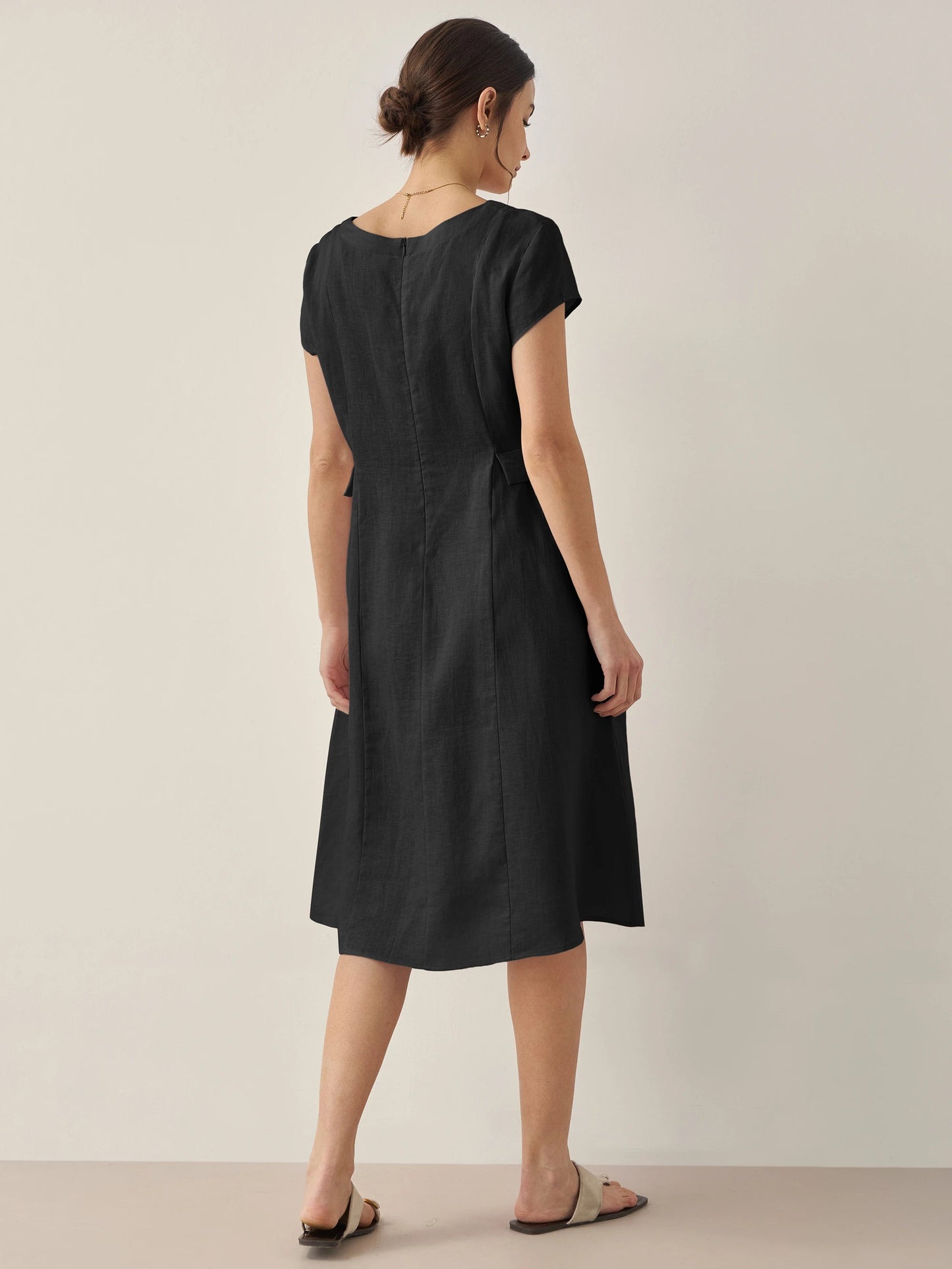 Mila - Stijlvolle V-Hals Midi Zomerjurk