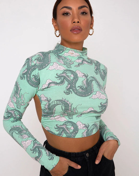 Raveena - Dragon Cut-Out Top
