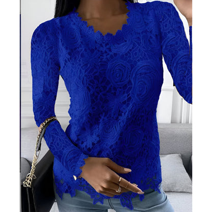 Clarisse - Elegante Kanten Blouse met Lange Mouwen