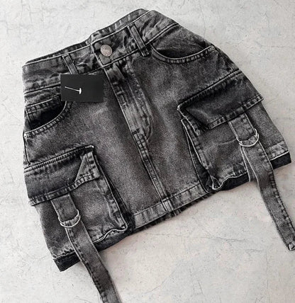Dalina - A-lijn Denim Rok in Effen Kleur