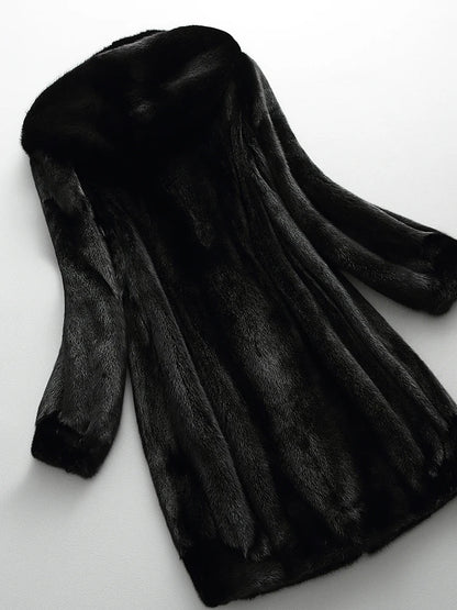 Dames Faux Fur Jas met Capuchon - Lange Pluche Winterjas