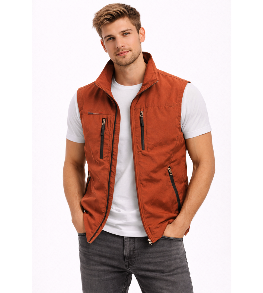Heren Bodywarmer Mouwloos met Opstaande Kraag en Ritszakken