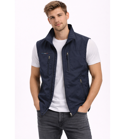 Heren Bodywarmer Mouwloos met Opstaande Kraag en Ritszakken