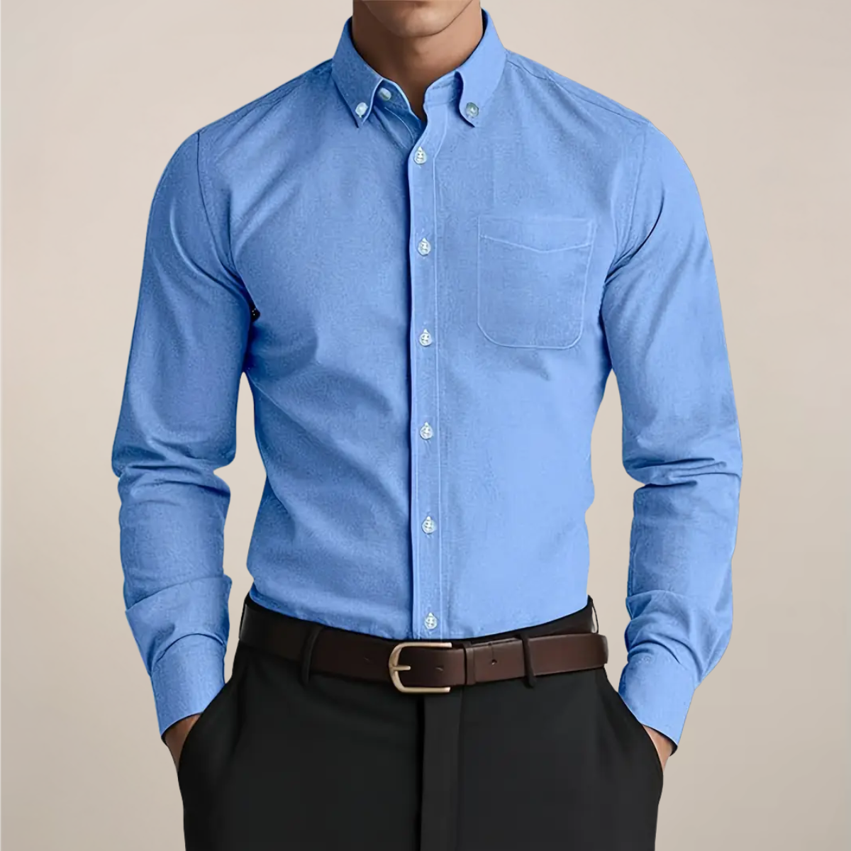 Heren Overhemd Slim Fit met Borstzak en Lange Mouwen