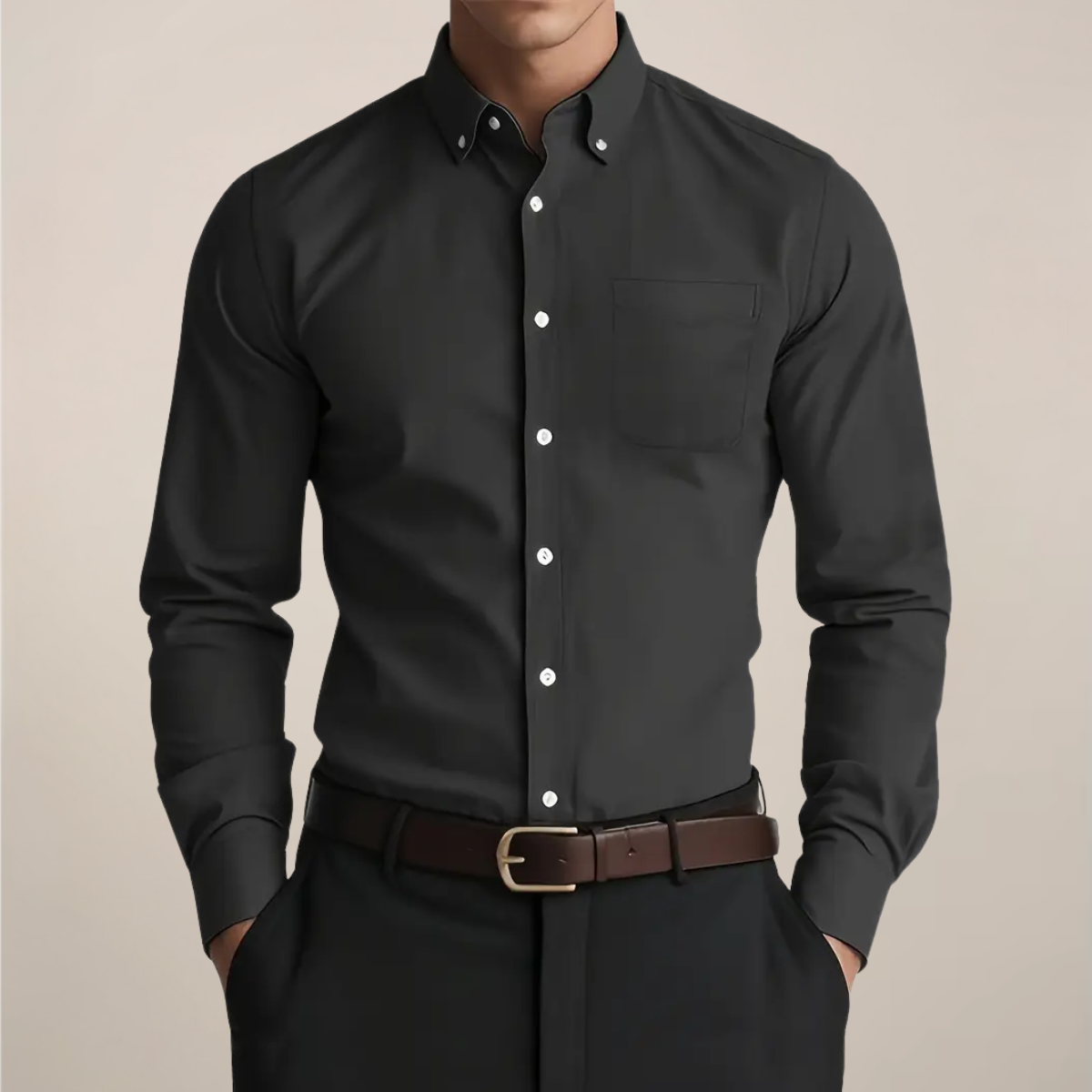 Heren Overhemd Slim Fit met Borstzak en Lange Mouwen