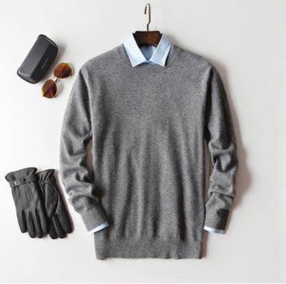 Herren Kaschmir Pullover mit Rundhals und V Ausschnitt 8