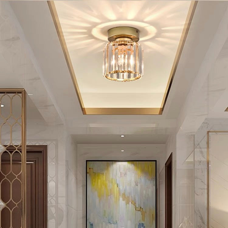 Plafondlamp Zwart met Kristallen Kap - Modern Design voor Hal en Woonkamer