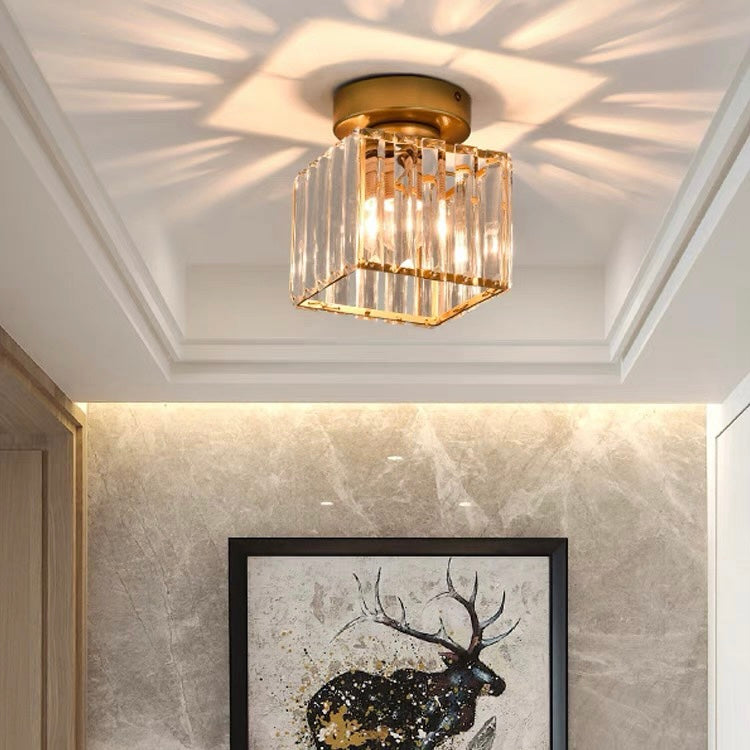 Plafondlamp Zwart met Kristallen Kap - Modern Design voor Hal en Woonkamer