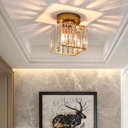 Plafondlamp Zwart met Kristallen Kap - Modern Design voor Hal en Woonkamer