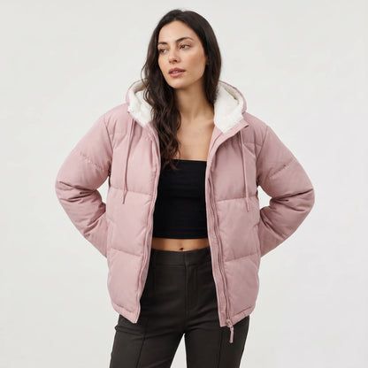 Hooded puffer jacket met fleece voering