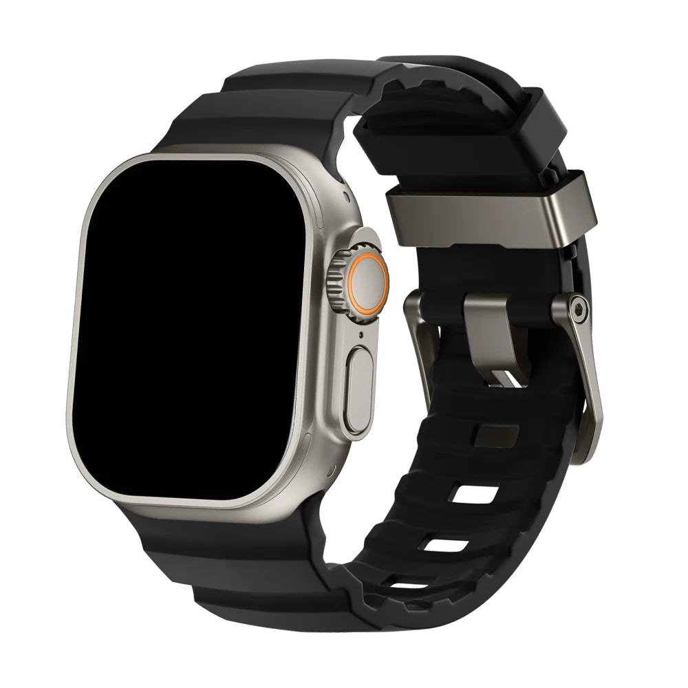 Siliconen Horlogebandje voor Apple Watch - Sportband met Titanium Gesp