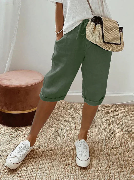 Livia - Katoen-Linnen Damesshorts