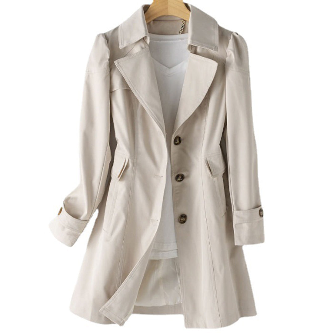 Dames Trenchcoat met Getailleerde Snit en Reverskraag