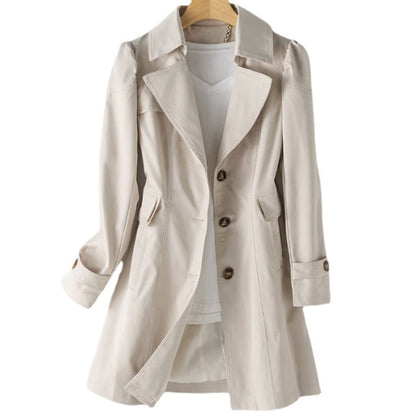 Dames Trenchcoat met Getailleerde Snit en Reverskraag