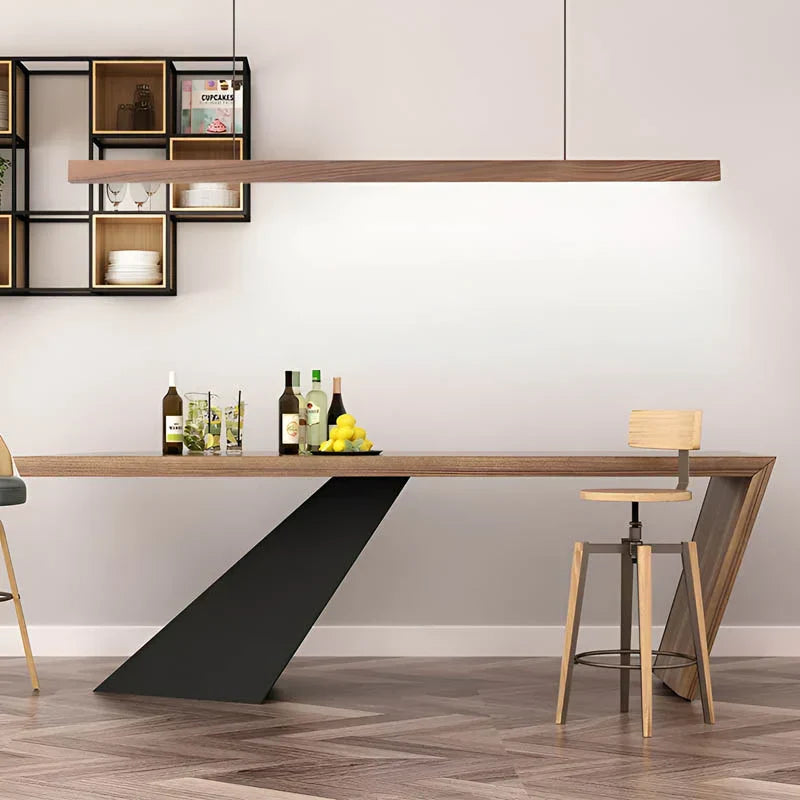 Houten LED Hanglamp met Slanke Balk - Lineair Design