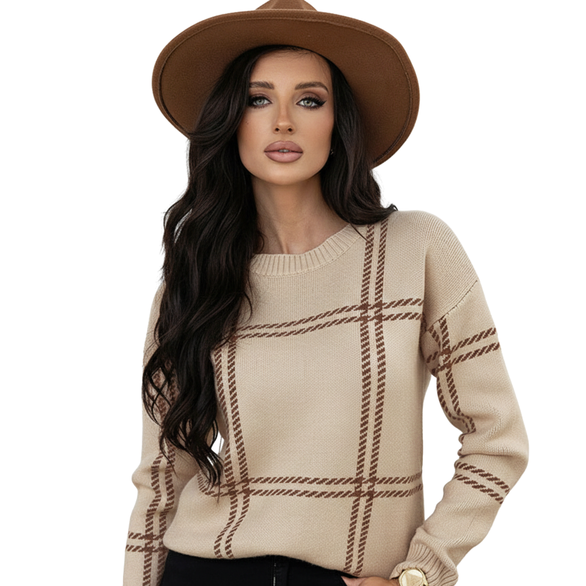 Livienne - Gebreide Trui met Ruitpatroon | Warm & Stijlvol