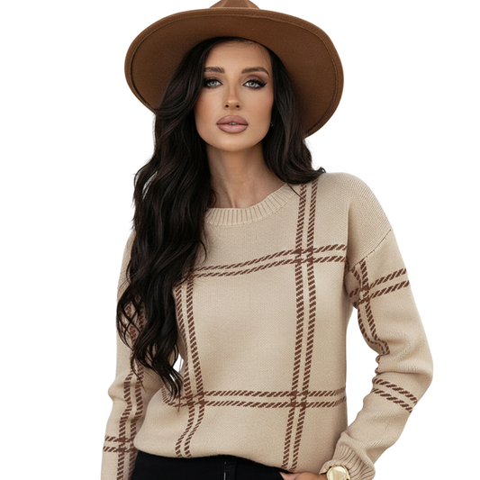 Livienne - Gebreide Trui met Ruitpatroon | Warm & Stijlvol