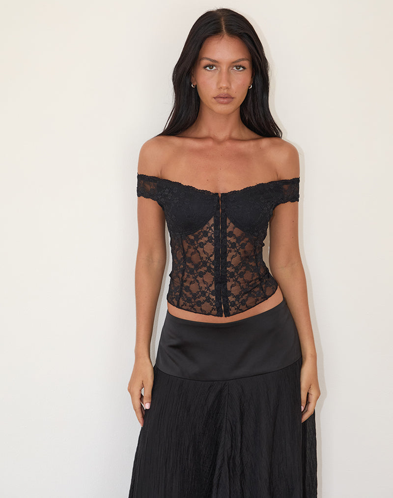 Helisanne - Sensuele Kanten Off-Shoulder Korset Top