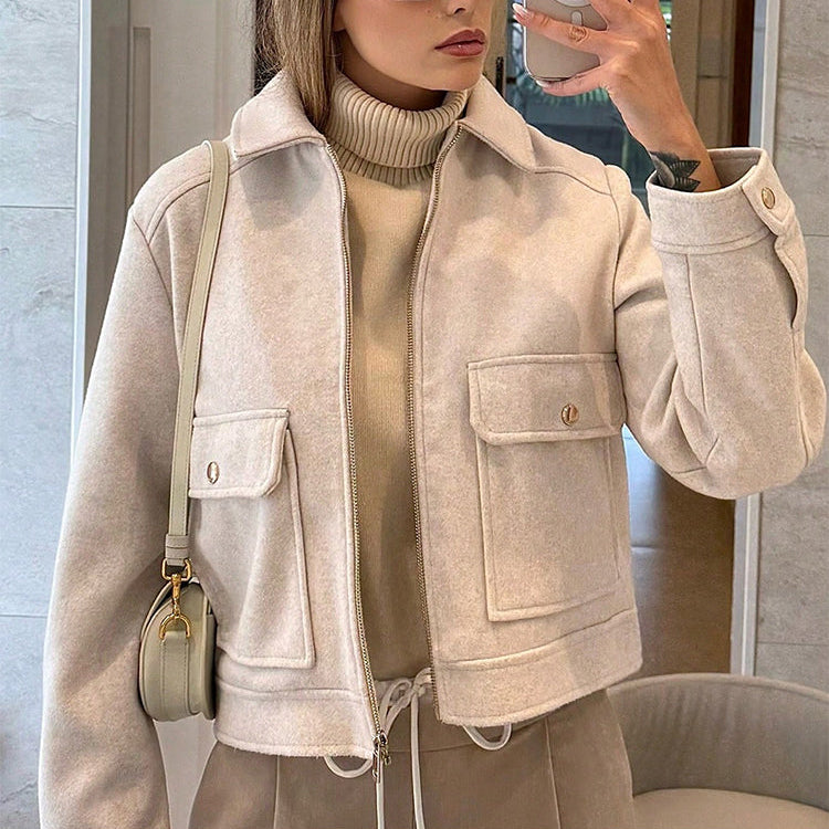 Dames Cropped Jack met Boxy Fit en Rits