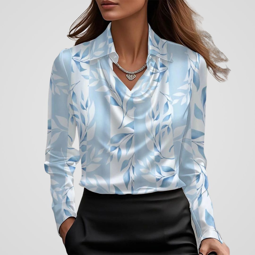 Dames Elegante Blouse met Drapé Hals – Satijn, Casual voor Werk en Avondkleding