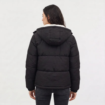 Hooded puffer jacket met fleece voering