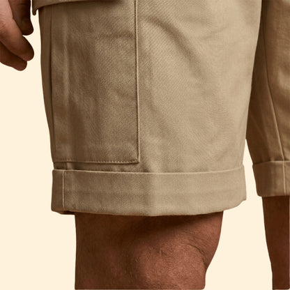 Heren Cargo Short met Plooien en Linnen Blend