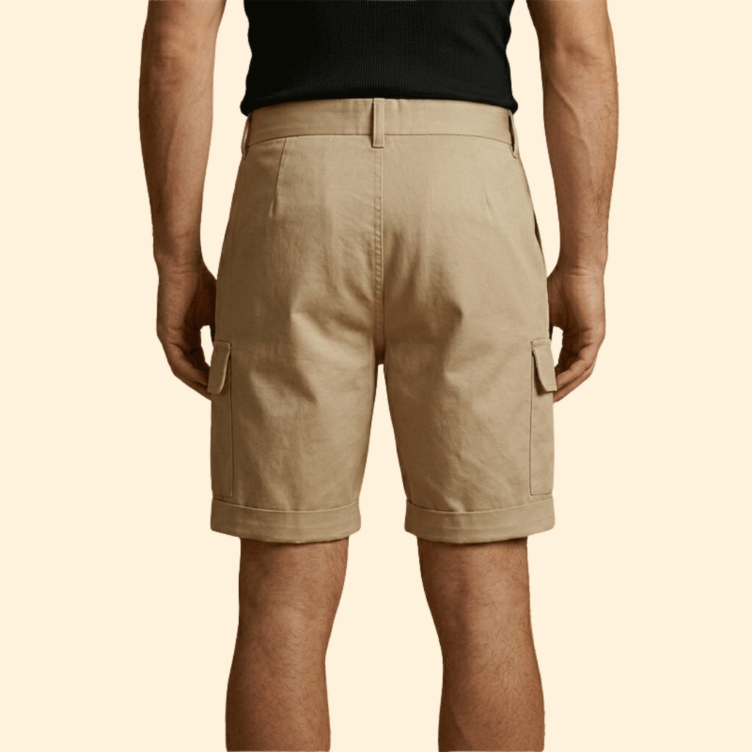 Heren Cargo Short met Plooien en Linnen Blend