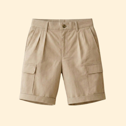 Heren Cargo Short met Plooien en Linnen Blend