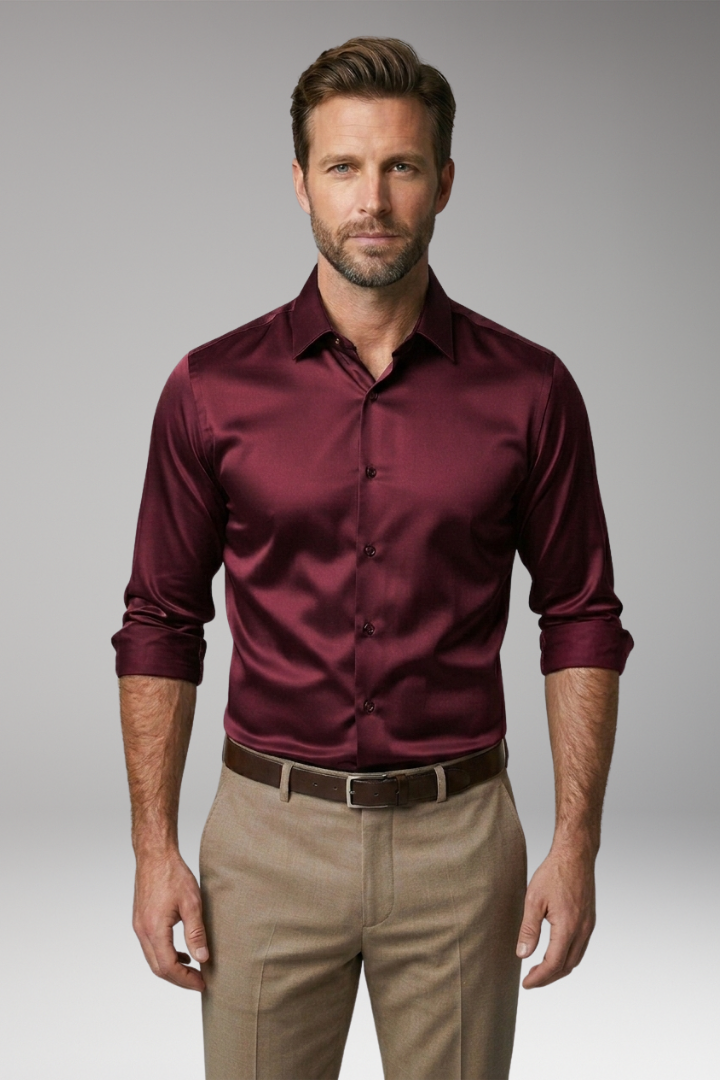 Heren Overhemd Slim Fit met Knopenbies
